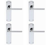 Loops 4x Rounded Straight Bar Handle on Latch Backplate 170 x 42mm Polished Chrome Loops Multicolor