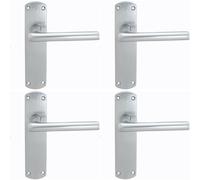 Loops 4x Rounded Straight Bar Handle on Latch Backplate 170 x 42mm Satin Chrome Loops Multicolor