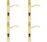 Loops 4x Scroll Lever Door Handle on Lock Backplate Polished Brass 208mm X 25mm in Metallics Loops Metallics