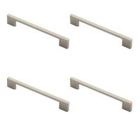 Loops 4x Slim D Shape Pull Handle 152 x 7.5mm 128mm Fixing Centres Satin Nickel in Metallics Loops Metallics