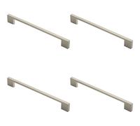 Loops 4x Slim D Shape Pull Handle 220 x 8.5mm 192mm Fixing Centres Satin Nickel in Metallics Loops Metallics