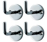 Loops 4x Slimline Coat Hook on Round Rose 45mm Projection Bright Stainless Steel in Metallics Loops Metallics