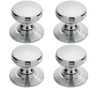 Loops 4X Smooth Ringed Cupboard Door Knob 28mm Dia Polished Chrome Cabinet Handle