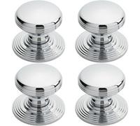 Loops 4X Smooth Ringed Cupboard Door Knob 35mm Dia Polished Chrome Cabinet Handle