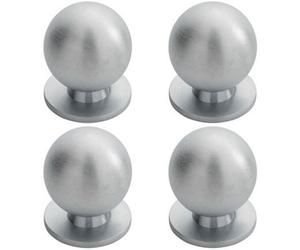 Loops 4X Solid Ball Cupboard Door Knob 30mm Diameter Satin Chrome Cabinet Handle