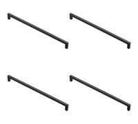 Loops 4x Square Block Handle Pull Handle 330 x 10mm 320mm Fixing Centres Matt Black Loops Black