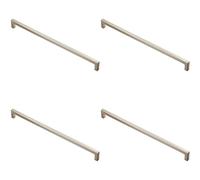 Loops 4x Square Block Handle Pull Handle 330 x 10mm 320mm Fixing Centres Satin Nickel in Metallics Loops Metallics