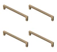 Loops 4X Square Block Pull Handle 170 X 10mm 160mm Fixing Centres Antique Brass