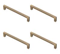 Loops 4x Square Block Pull Handle 170 x 10mm 160mm Fixing Centres Antique Brass in Metallics Loops Metallics