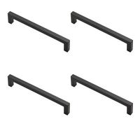 Loops 4X Square Block Pull Handle 170 X 10mm 160mm Fixing Centres Matt Black