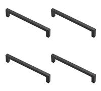 Loops 4x Square Block Pull Handle 170 x 10mm 160mm Fixing Centres Matt Black Loops Black