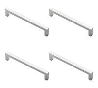 Loops 4X Square Block Pull Handle 170 X 10mm 160mm Fixing Centres Polished Chrome