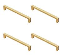 Loops 4X Square Block Pull Handle 170 X 10mm 160mm Fixing Centres Satin Brass