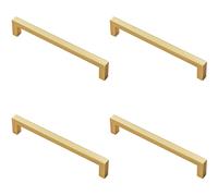 Loops 4x Square Block Pull Handle 170 x 10mm 160mm Fixing Centres Satin Brass in Metallics Loops Metallics
