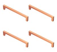 Loops 4x Square Block Pull Handle 170 x 10mm 160mm Fixing Centres Satin Copper Loops Copper