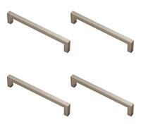 Loops 4X Square Block Pull Handle 170 X 10mm 160mm Fixing Centres Satin Nickel