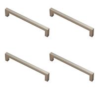 Loops 4x Square Block Pull Handle 170 x 10mm 160mm Fixing Centres Satin Nickel in Metallics Loops Metallics