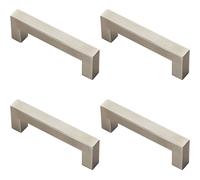 Loops 4x Square Linear Block Pull Handle 110 x 14mm 96mm Fixing Centres Satin Steel in Metallics Loops Metallics