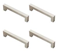 Loops 4x Square Linear Block Pull Handle 142 x 14mm 128mm Fixing Centres Satin Steel in Metallics Loops Metallics