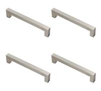 Loops 4x Square Linear Block Pull Handle 174 x 14mm 160mm Fixing Centres Satin Steel in Metallics Loops Metallics