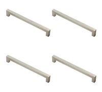 Loops 4X Square Linear Block Pull Handle 206 X 14mm 192mm Fixing Centres Satin Steel