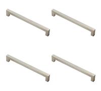 Loops 4x Square Linear Block Pull Handle 206 x 14mm 192mm Fixing Centres Satin Steel in Metallics Loops Metallics