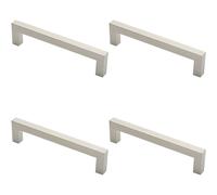 Loops 4x Square Mitred Door Pull Handle 244 x 19mm 225mm Fixing Centres Satin Steel in Metallics Loops Metallics