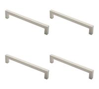 Loops 4X Square Mitred Door Pull Handle 319 X 19mm 300mm Fixing Centres Satin Steel