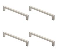 Loops 4x Square Mitred Door Pull Handle 319 x 19mm 300mm Fixing Centres Satin Steel in Metallics Loops Metallics