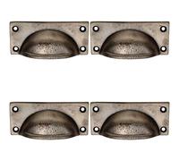 Loops 4x Square Plate Cabinet Cup Handle 90 x 40.5mm 77 x 28mm Fixings Pewter Loops Multicolor