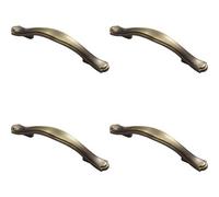 Loops 4X Stepped Edge Cupboard Bow Pull Handle 76mm Fixing Centres Burnished Brass