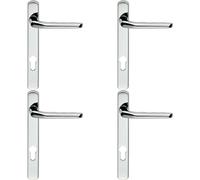 Loops 4x Straight Lever Door Handle on Lock Backplate Polished Chrome 208mm X 26mm Loops Multicolor