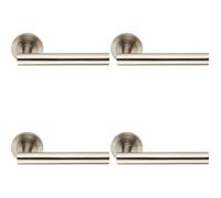 Loops 4x Straight Round Bar Handle on Round Rose Concealed Fix Satin Stainless Steel in Metallics Loops Metallics