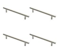 Loops 4x Straight T Bar Door Pull Handle 400 x 19mm 300mm Fixing Centres Satin Steel in Metallics Loops Metallics