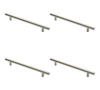 Loops 4x Straight T Bar Pull Handle 600 x 30mm 450mm Fixing Centres Satin Steel in Metallics Loops Metallics