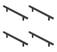 Loops 4X T Bar Cupboard Pull Handle 188 X 12mm 128mm Fixing Centres Matt Black