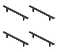 Loops 4x T Bar Cupboard Pull Handle 188 x 12mm 128mm Fixing Centres Matt Black Loops Black