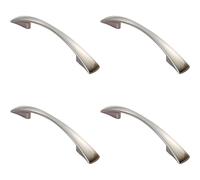 Loops 4x Tapered Pull Handle 138 x 16mm 96mm Fixing Centres Satin Nickel Curved Bow in Metallics Loops Metallics