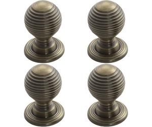 Loops 4X Textured Reeded Ball Cupboard Door Knob 23mm Dia Florentine Bronze Handle