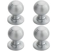 Loops 4x Textured Reeded Ball Cupboard Door Knob 28mm Dia Satin Chrome Handle Loops Multicolor