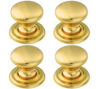 Loops 4x Tiered Mushroom Cupboard Door Knob 32mm Diameter Brass Cabinet Handle in Metallics Loops Metallics