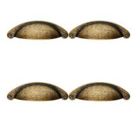 Loops 4X Traditional Cup Pull Handle 104 X 26mm 64mm Fixing Centres Antique Brass