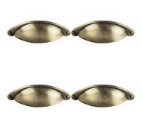 Loops 4X Traditional Cup Pull Handle 104 X 26mm 64mm Fixing Centres Burnished Brass