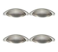 Loops 4X Traditional Cup Pull Handle 104 X 26mm 64mm Fixing Centres Satin Nickel