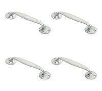 Loops 4X Victorian Bow Shaped Pull Handle 152mm Length 32mm Proj Satin Chrome