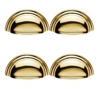 Loops 4X Victorian Cup Pull Handle Polished Brass 92 X 46mm 76mm Fixing Centres