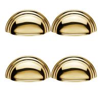 Loops 4x Victorian Cup Pull Handle Polished Brass 92 x 46mm 76mm Fixing Centres in Metallics Loops Metallics
