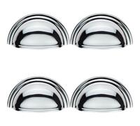Loops 4X Victorian Cup Pull Handle Polished Chrome 92 X 46mm 76mm Fixing Centres