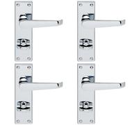 Loops 4x Victorian Flat Lever on Bathroom Backplate Handle 150 x 42mm Polished Chrome Loops Multicolor