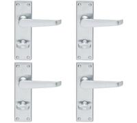 Loops 4x Victorian Flat Lever on Bathroom Backplate Handle 150 x 42mm Satin Chrome Loops Multicolor
